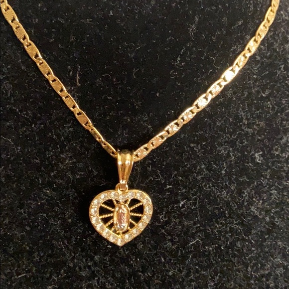 virgin mary heart necklace